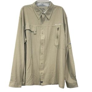 Salt Life SLX UVapor Performance Fishing Shirt Long Sleeve Khaki UPF 30 Size 2XL